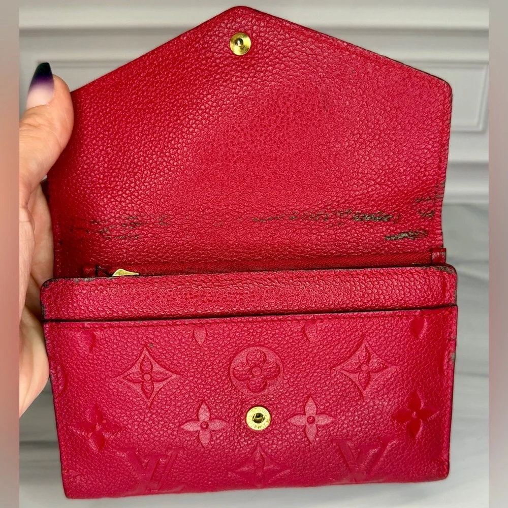 Louis Vuitton Curieuse Red Monogram Empreinte Leather Compact Wallet